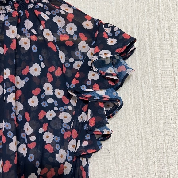 Keepsake Blue Floral maxi Dress Mock size XS Ruffle - Picture 7 of 7